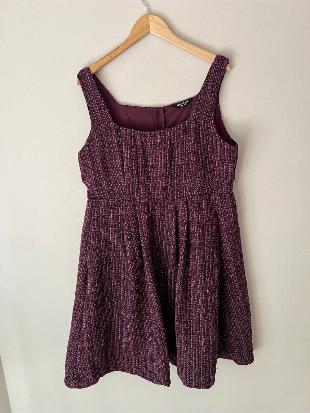 BloomChic Plum Textured Sleeveless Mini Dress